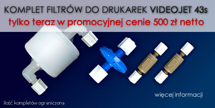 Komplet filtrów do drukarek Videojet 43s tylko teraz w promocyjnej cenie 500 PLN netto - dowiedź się więcej!